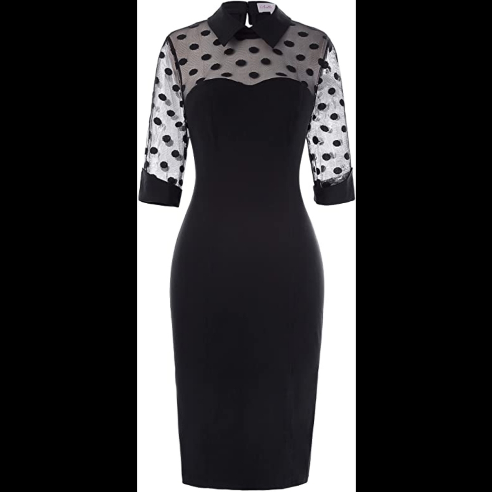 Retro Polka Dot Collared Dress